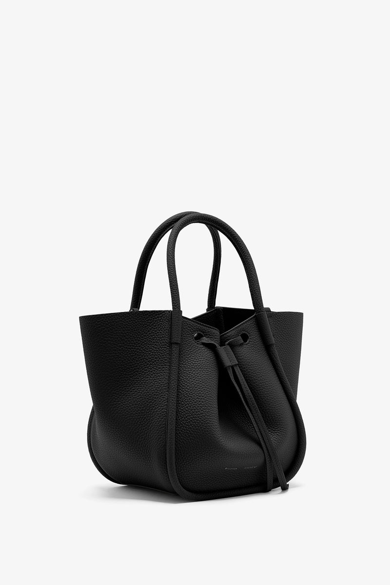 Small Ruched Tote Black Pebbled