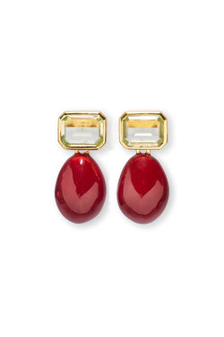 Bean Earrings in Burgundy Enamel