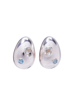 Mini Arp Earrings in Studded Silver