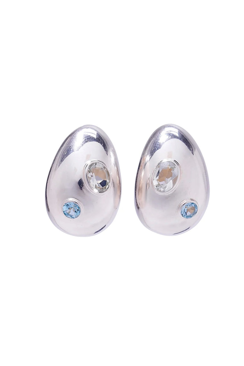Mini Arp Earrings in Studded Silver