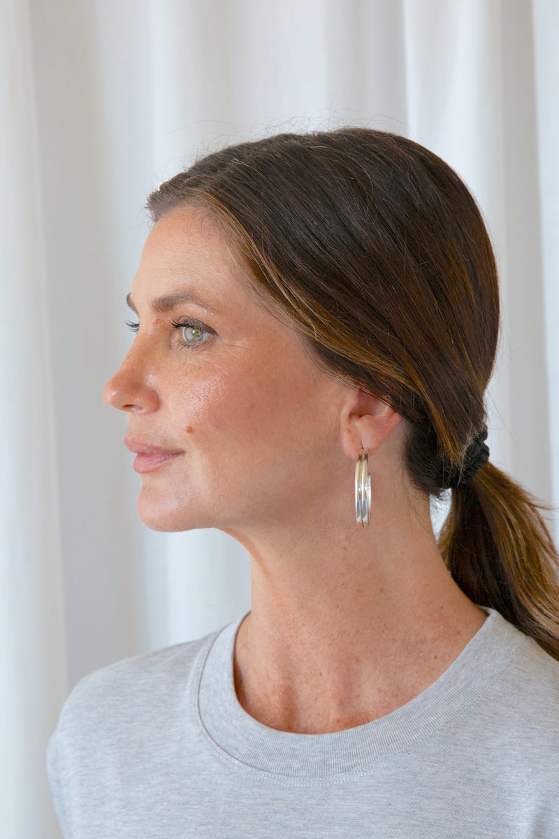 Large Double Ridge Hoops