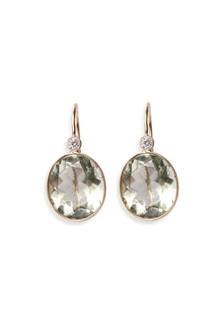 Pool Earrings in Green Amethyst and Diamond