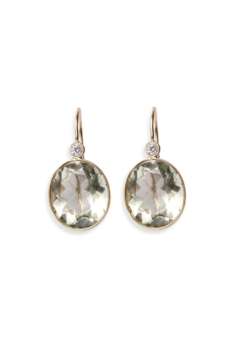 Pool Earrings in Green Amethyst and Diamond