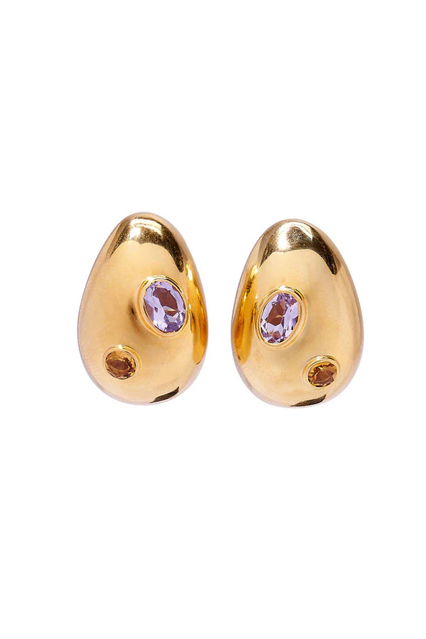 Mini Arp Earrings in Studded Gold