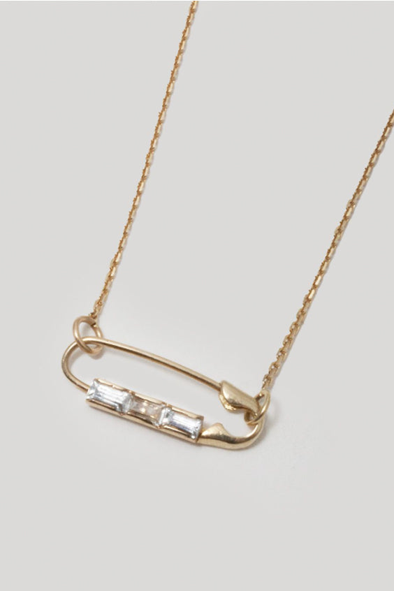 Baguette Safety Pin Necklace