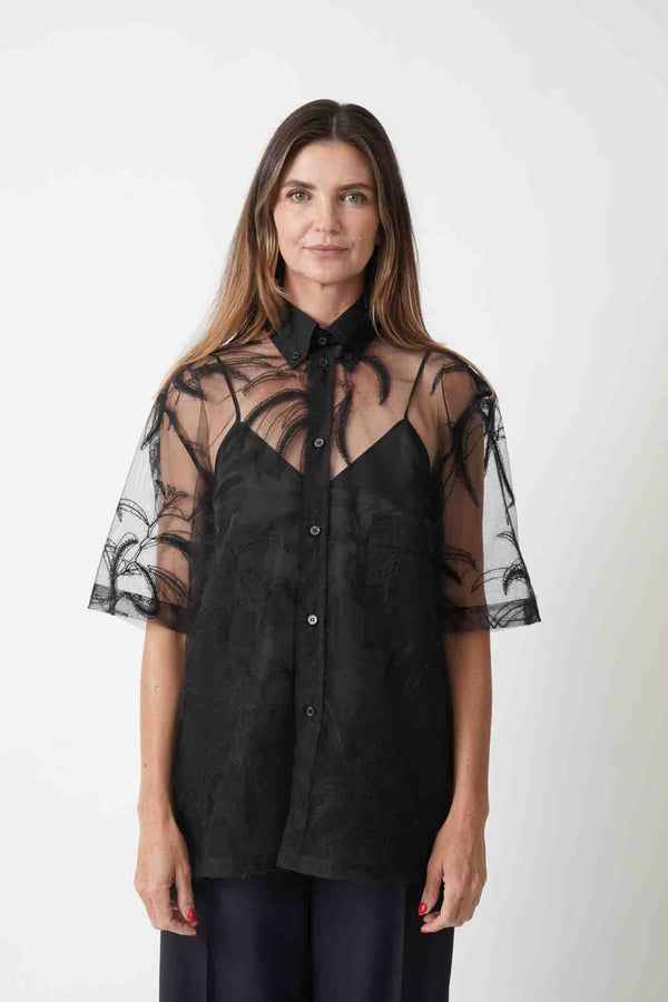 Embroidered Tulle Short Sleeve