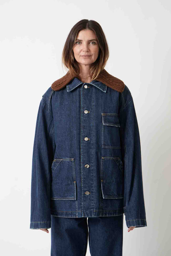 Denim Jacket with Removable Collar